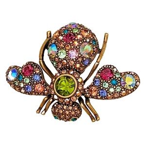 Large 2.5" Vintage Joan Rivers Colorful Crystals Rhinestones Bug Insect Brooch